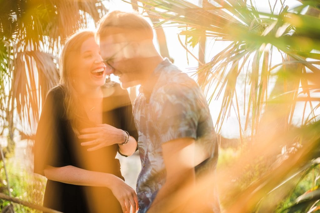 A happy couple on Driftwood Beach, Jekyll Island, GA